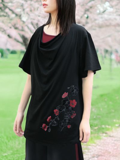 【雅結 -EN-】<br>陰桜プリント ドレープTシャツ