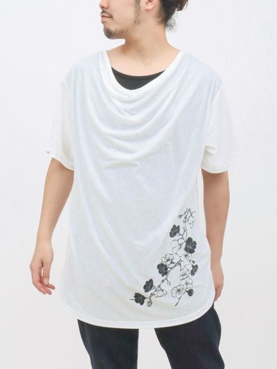 ≪14%OFF≫【雅結 -EN-】<br>陰桜プリント ドレープTシャツ≪返品・取寄対応不可≫
