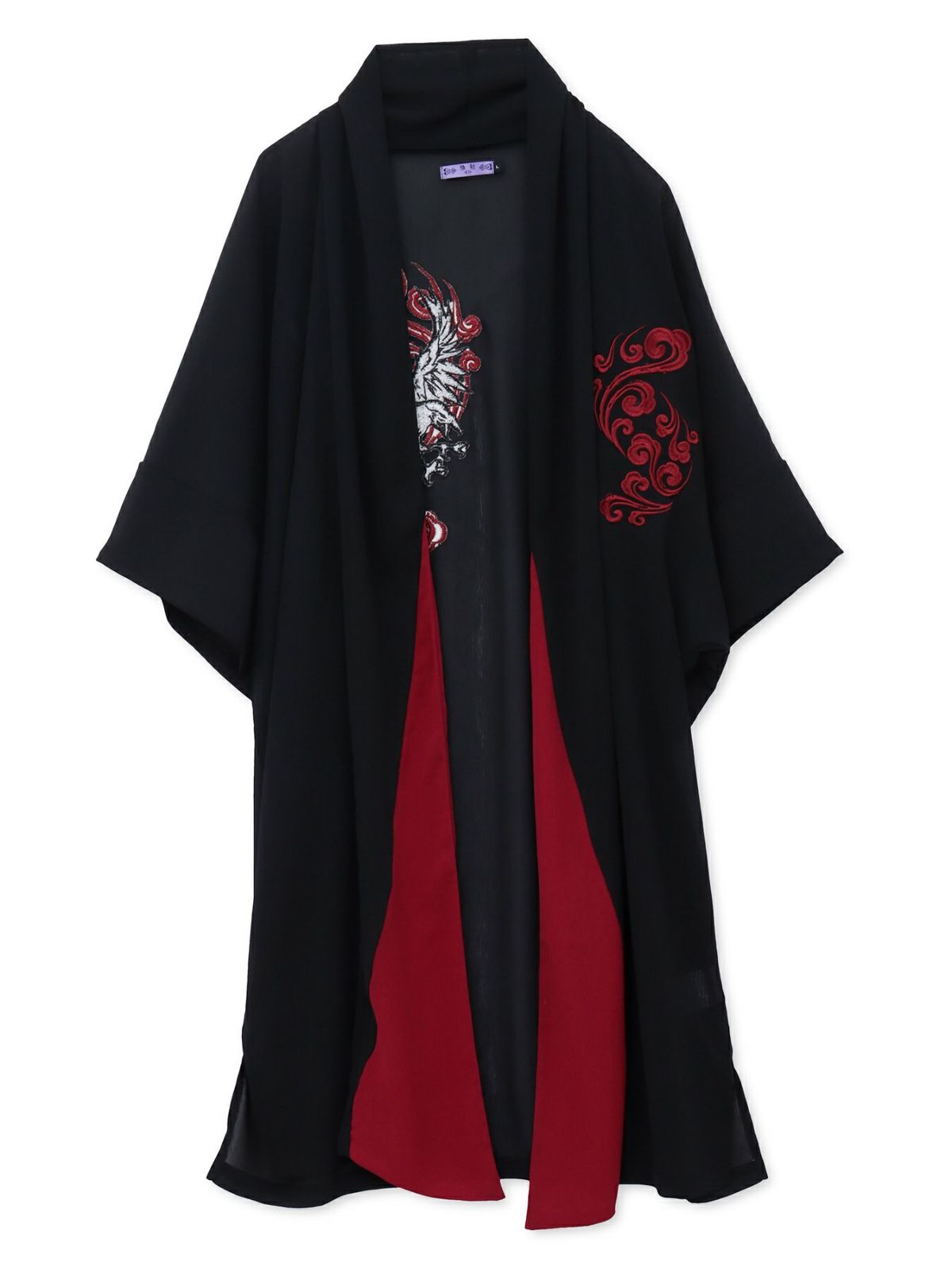 【雅結 -EN-】八咫烏刺繍 楊柳素材 着物ロングカーディガン
