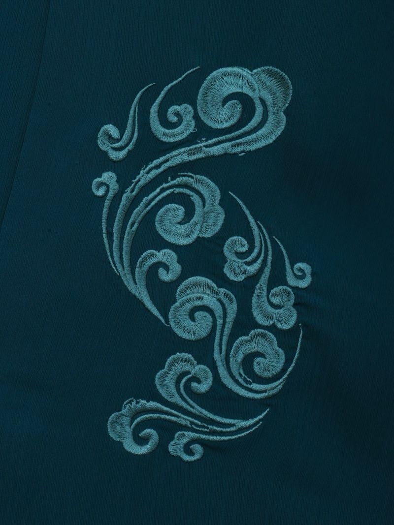 【雅結 -EN-】八咫烏刺繍 楊柳素材 着物ロングカーディガン