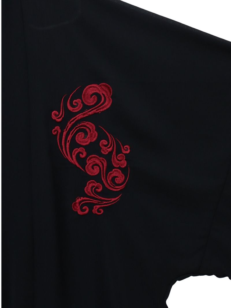 【雅結 -EN-】八咫烏刺繍 楊柳素材 着物ロングカーディガン