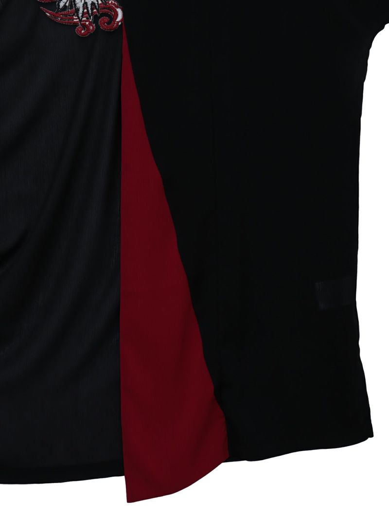 【雅結 -EN-】八咫烏刺繍 楊柳素材 着物ロングカーディガン