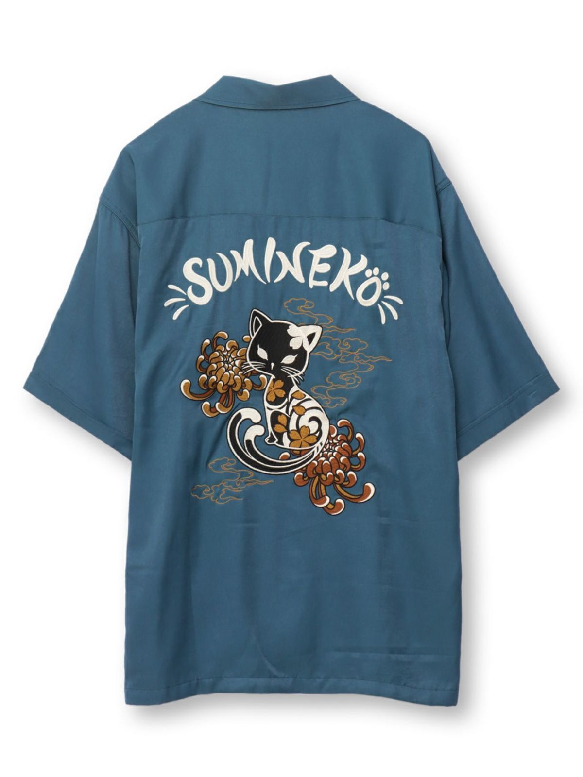 【SUMINEKO】“陰陽猫”総刺繍スカシャツ