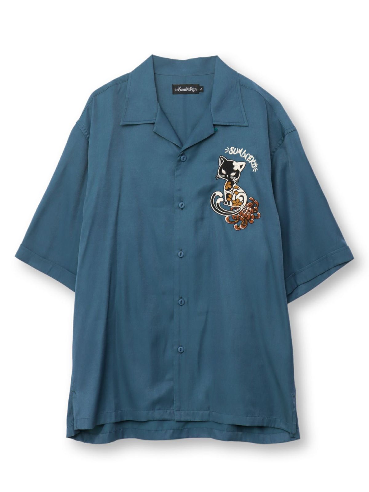 【SUMINEKO】“陰陽猫”総刺繍スカシャツ