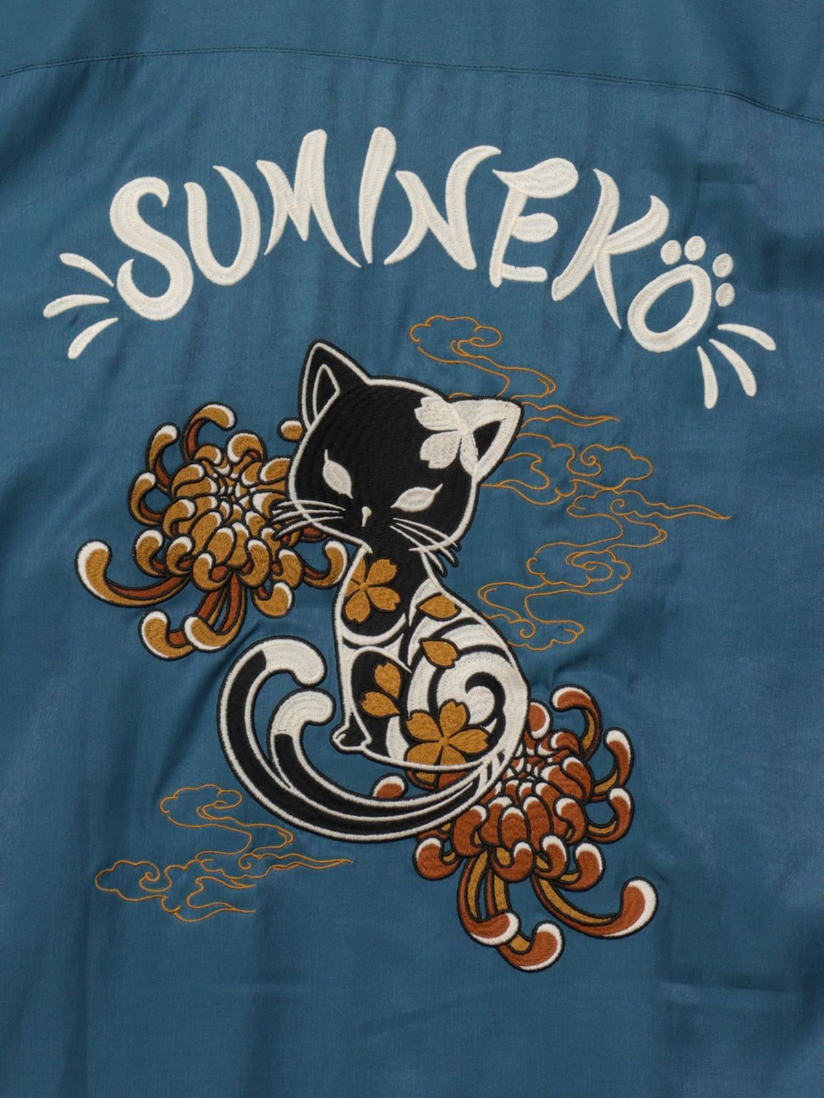 【SUMINEKO】“陰陽猫”総刺繍スカシャツ