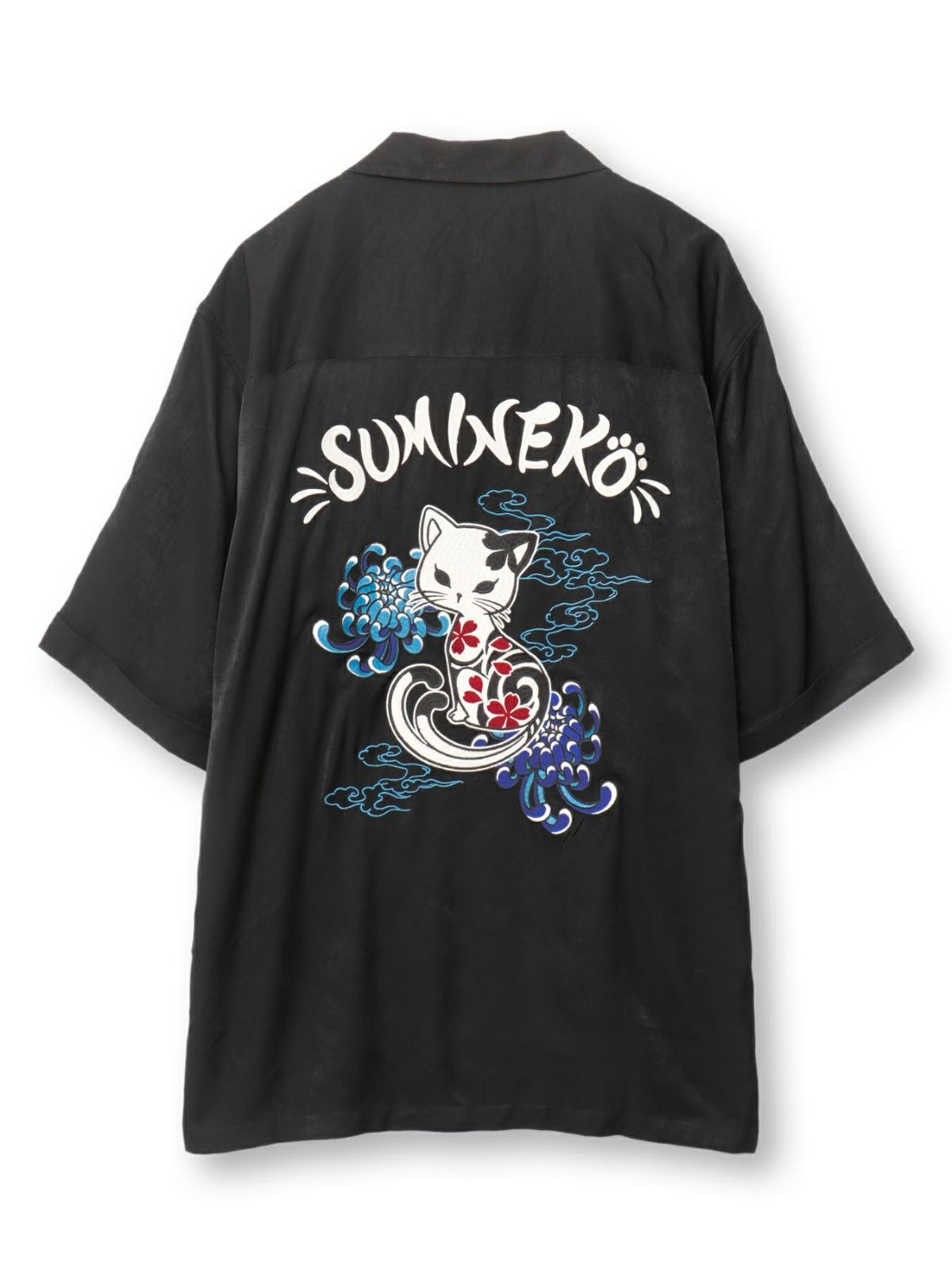 【SUMINEKO】“陰陽猫”総刺繍スカシャツ