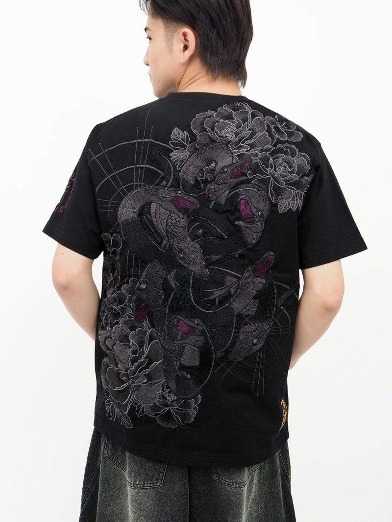 【絡繰魂・粋】“ヤマタノオロチ”総刺繍Tシャツ〔別注〕