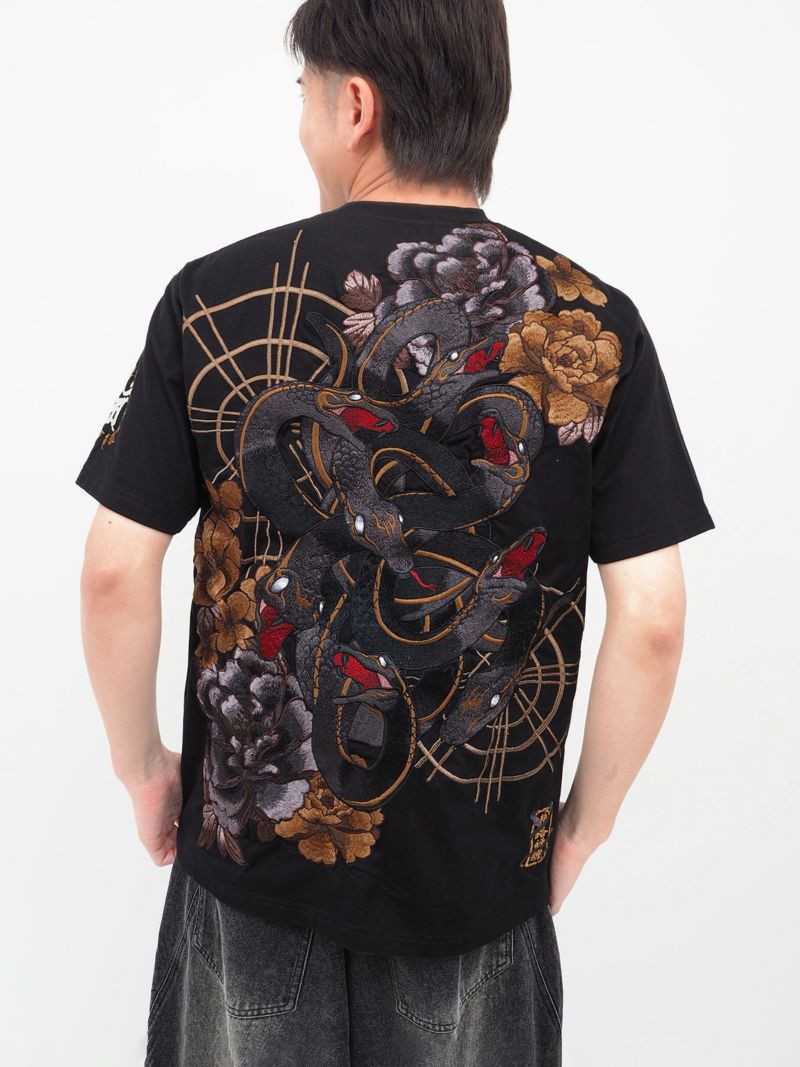 【絡繰魂・粋】“ヤマタノオロチ”総刺繍Tシャツ〔別注〕