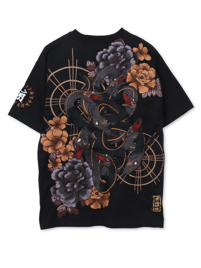 【絡繰魂・粋】“ヤマタノオロチ”総刺繍Tシャツ〔別注〕