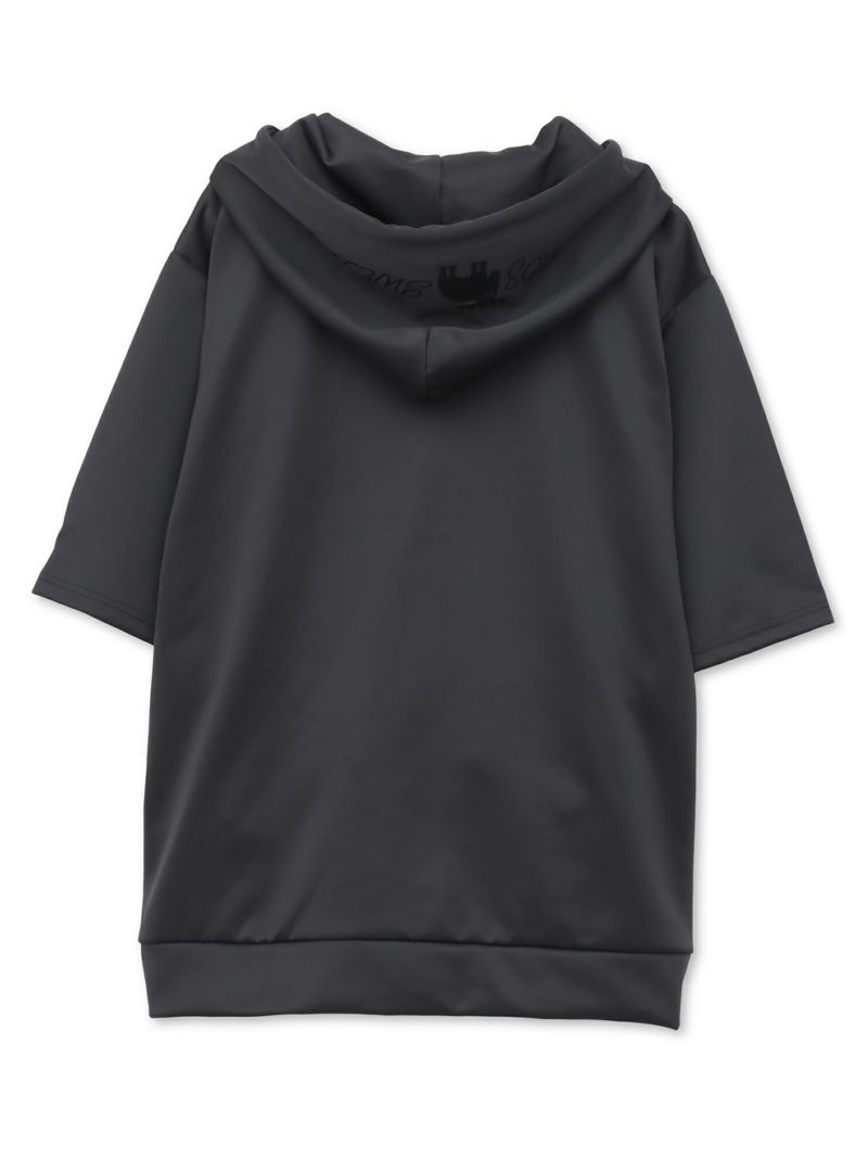 【moz】エルクサガラ刺繍入りジャージ素材 半袖ZIPパーカー〔別注〕