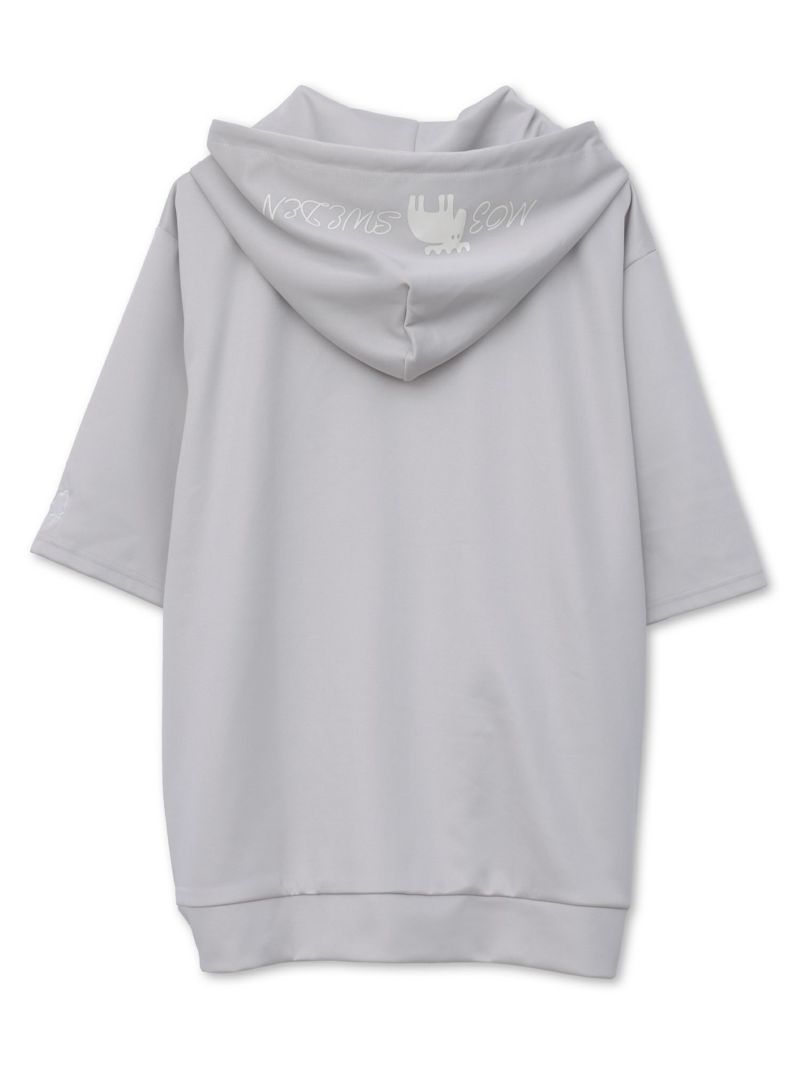 【moz】エルクサガラ刺繍入りジャージ素材 半袖ZIPパーカー〔別注〕