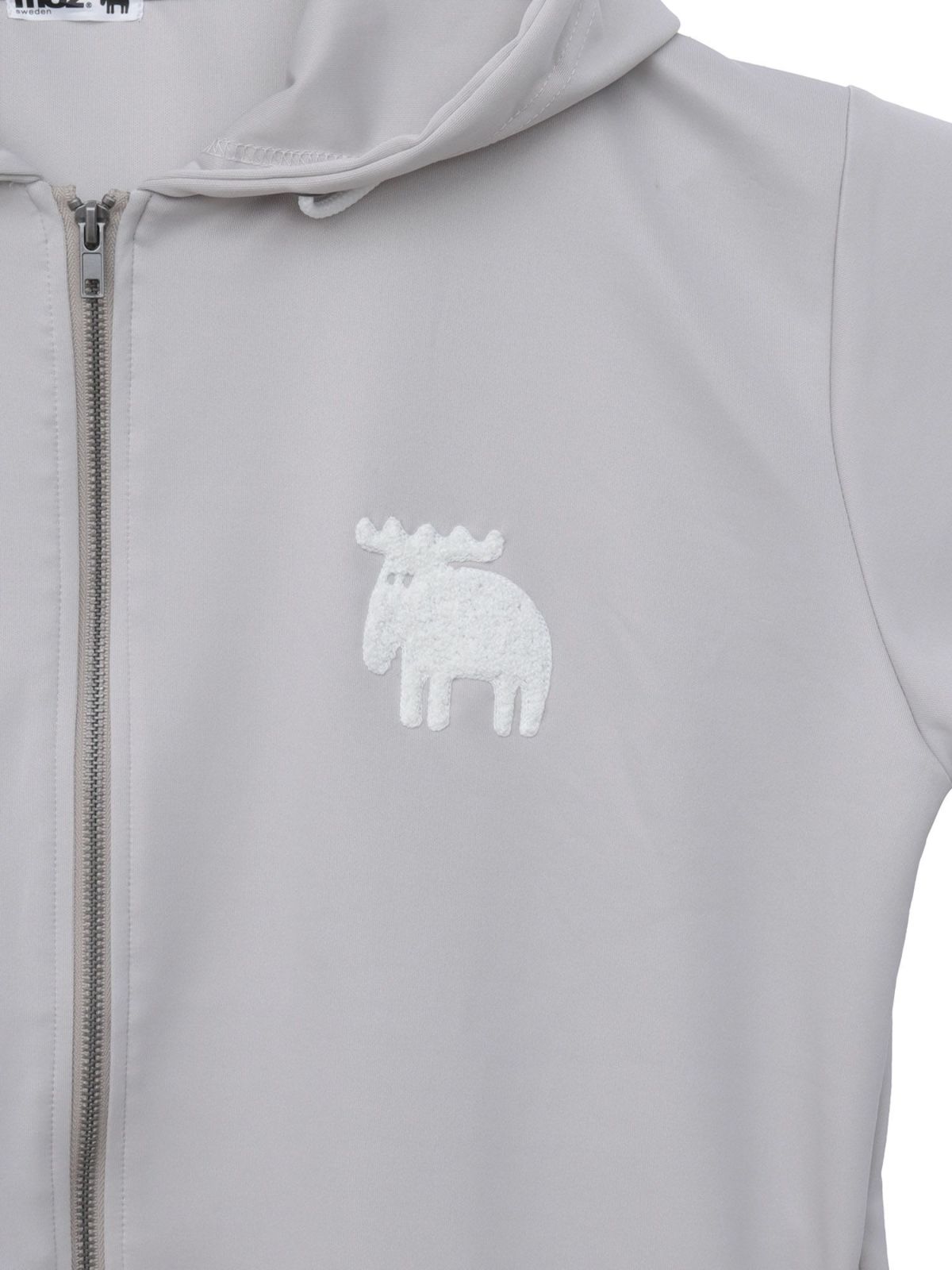 【moz】エルクサガラ刺繍入りジャージ素材 半袖ZIPパーカー〔別注〕