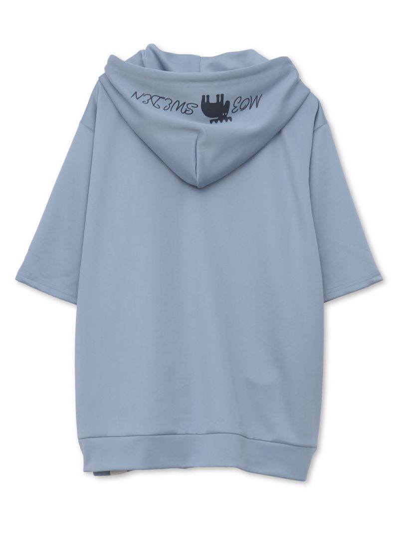 【moz】エルクサガラ刺繍入りジャージ素材 半袖ZIPパーカー〔別注〕