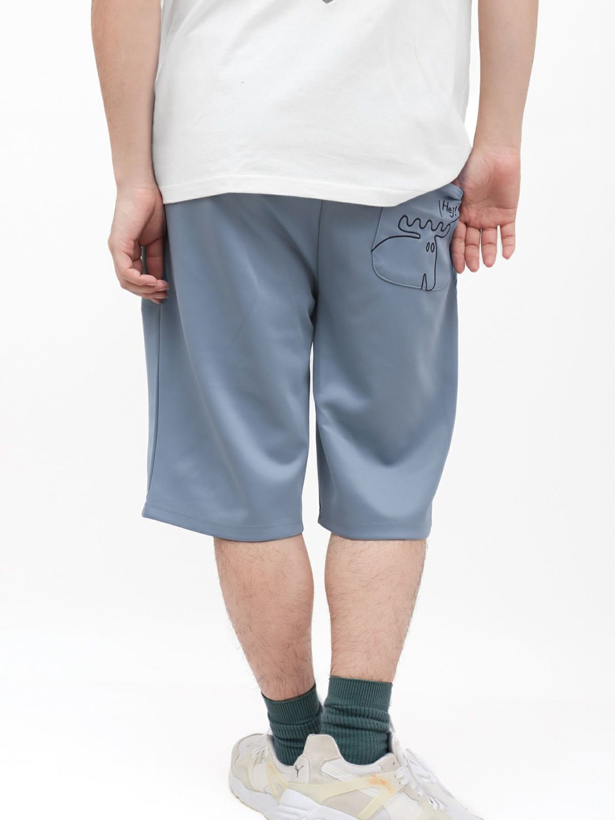 【moz】エルクサガラ刺繍入りジャージ素材 ショートパンツ〔別注〕