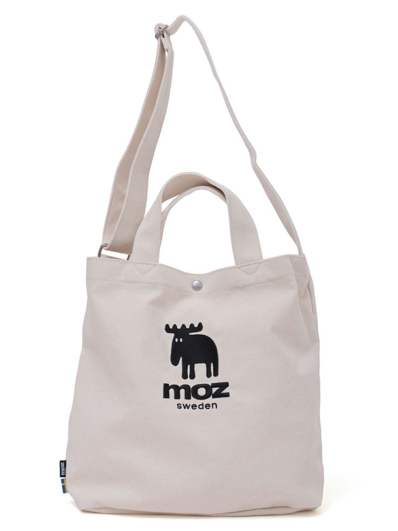 【moz】エルク刺繍入り2WAY帆布ショルダートートバッグ