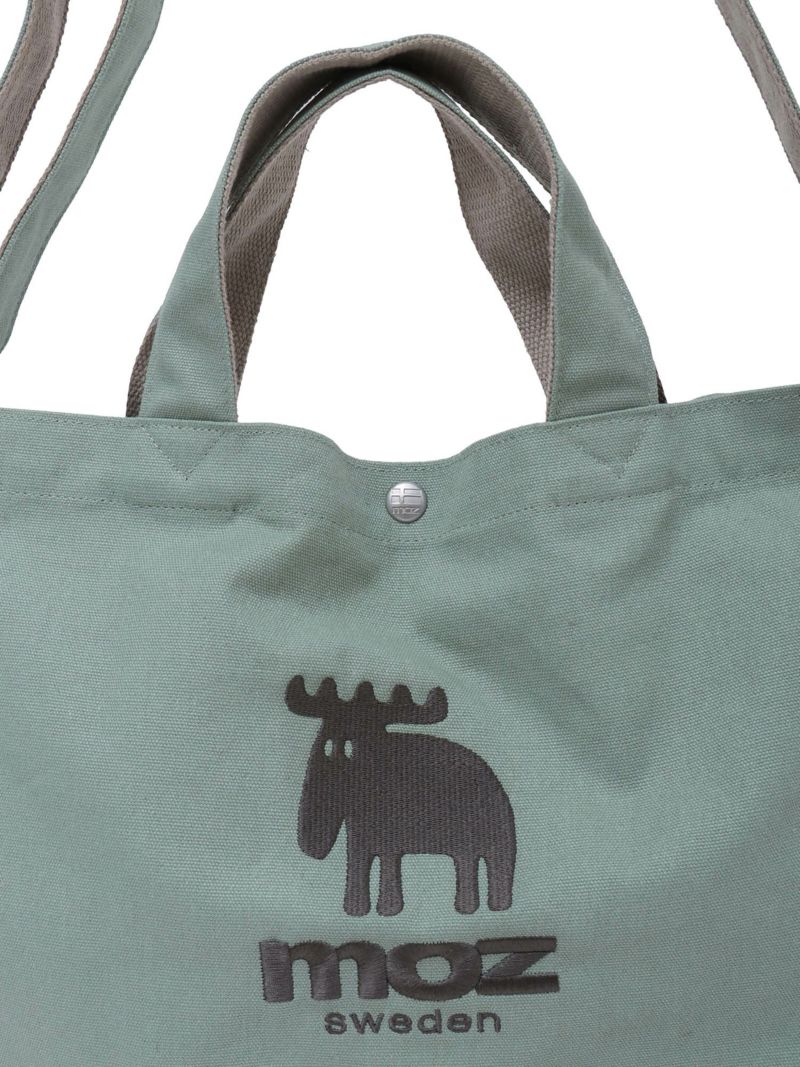 【moz】エルク刺繍入り2WAY帆布ショルダートートバッグ