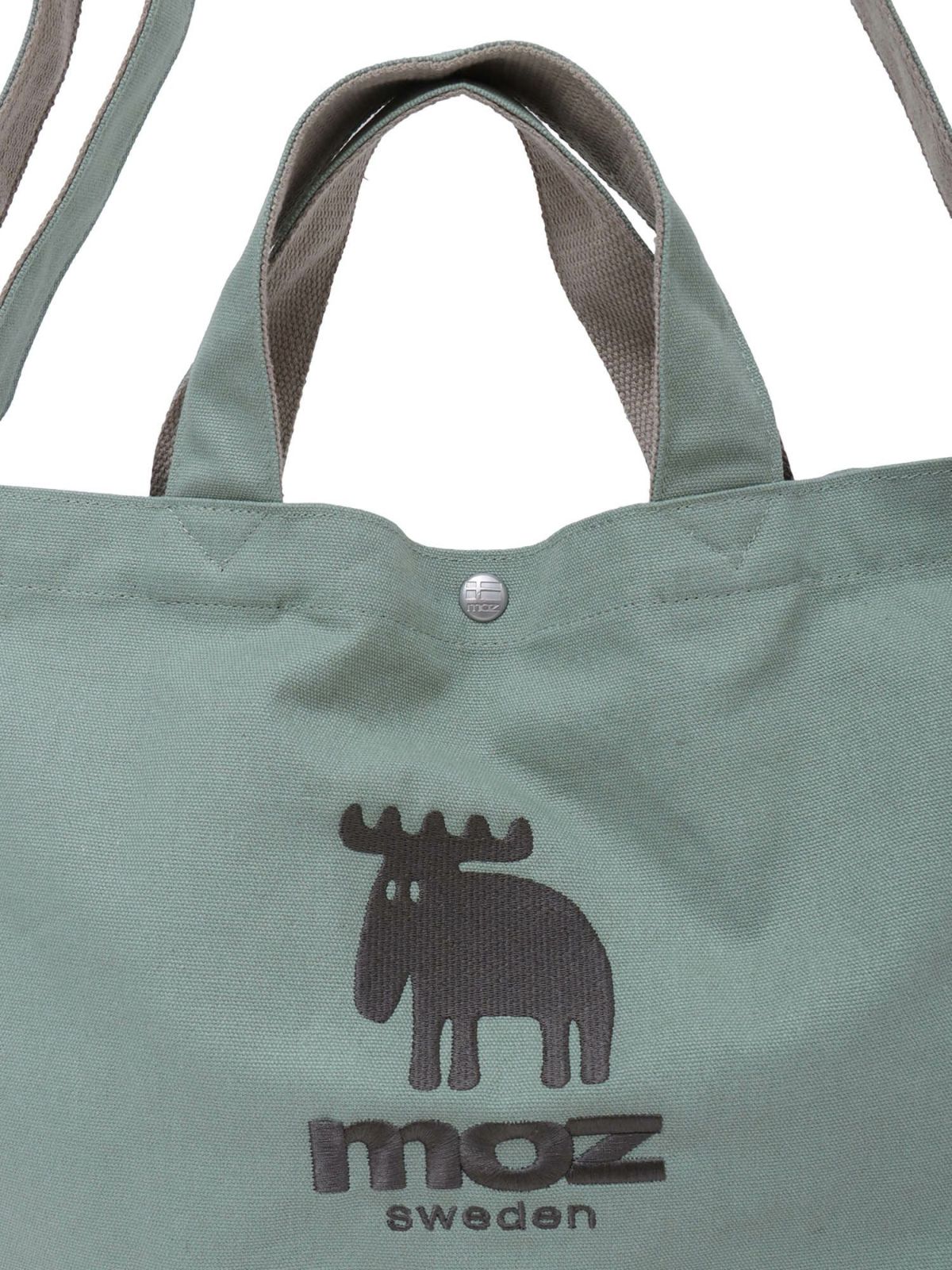 【moz】エルク刺繍入り2WAY帆布ショルダートートバッグ