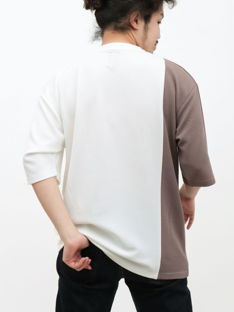 【雅結】桜刺繍梨地素材 切り替えTシャツ