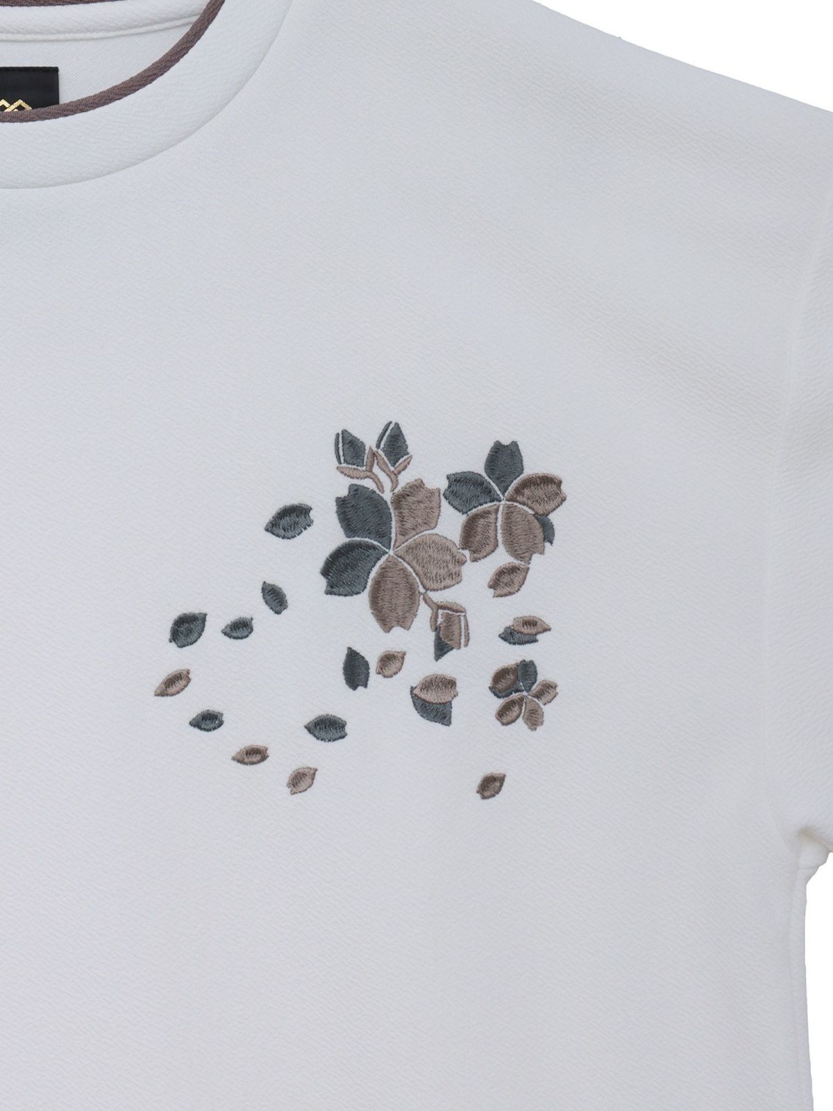 【雅結】桜刺繍梨地素材 切り替えTシャツ