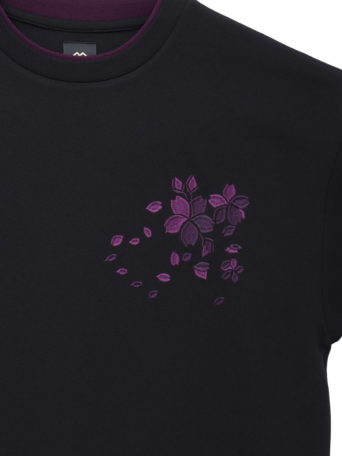 【雅結】桜刺繍梨地素材 切り替えTシャツ