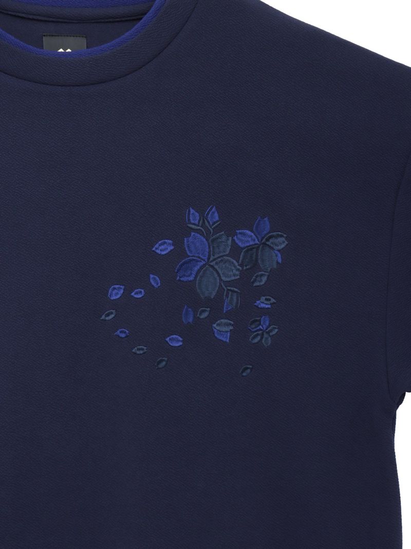 【雅結】桜刺繍梨地素材 切り替えTシャツ