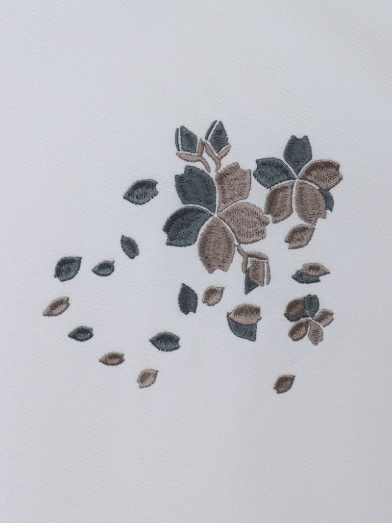 【雅結】桜刺繍梨地素材 切り替えTシャツ