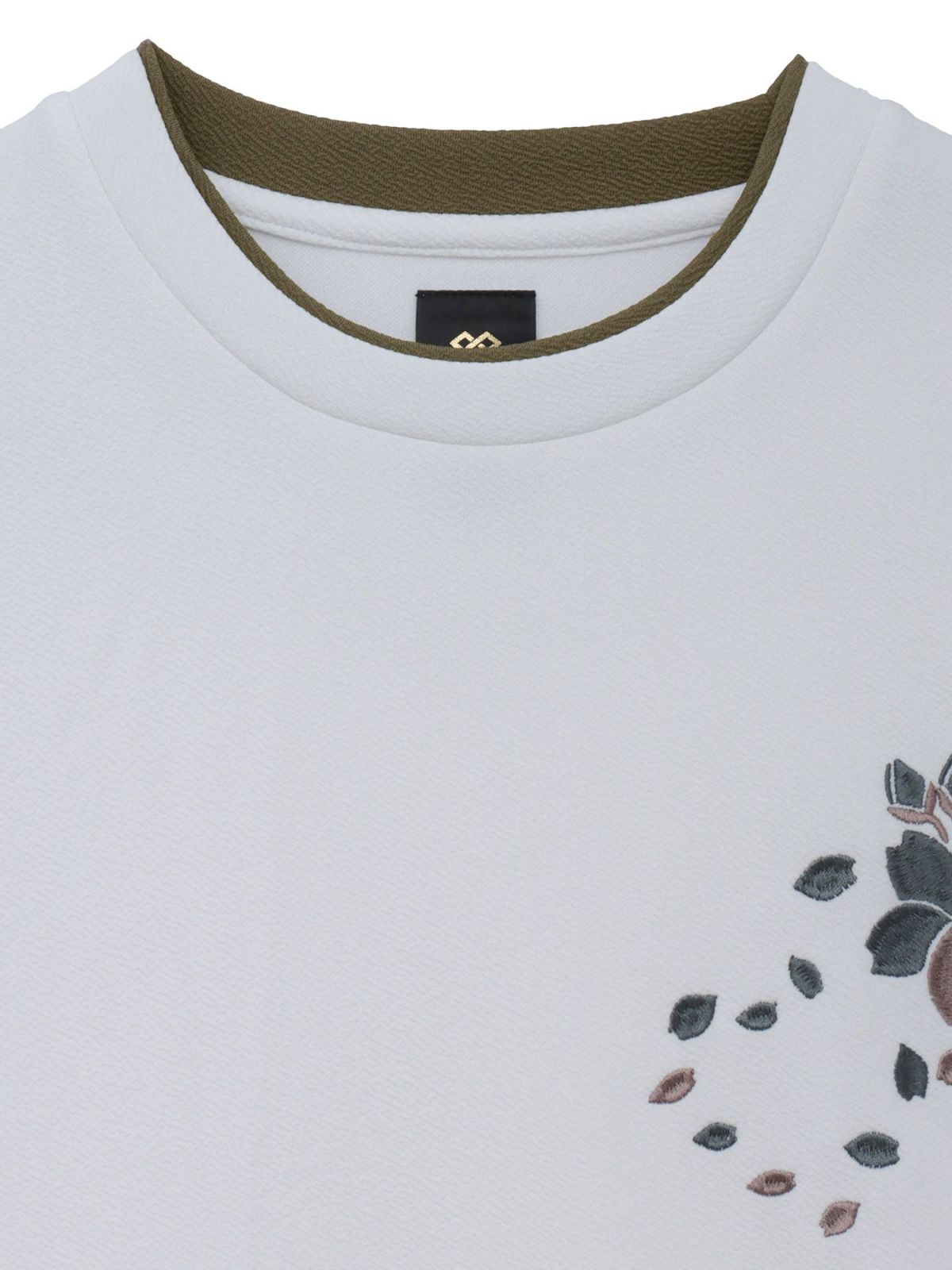 【雅結】桜刺繍梨地素材 切り替えTシャツ