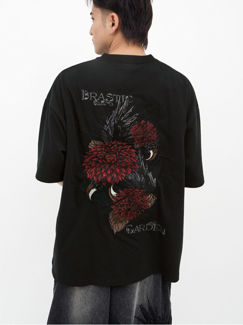 【DRASTIC GARDEN】“フェザーダリア”総刺繍Tシャツ