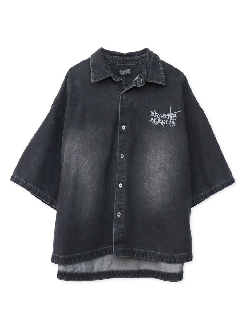 【DRASTIC GARDEN】“フェザーダリア”総刺繍 半袖デニムシャツ
