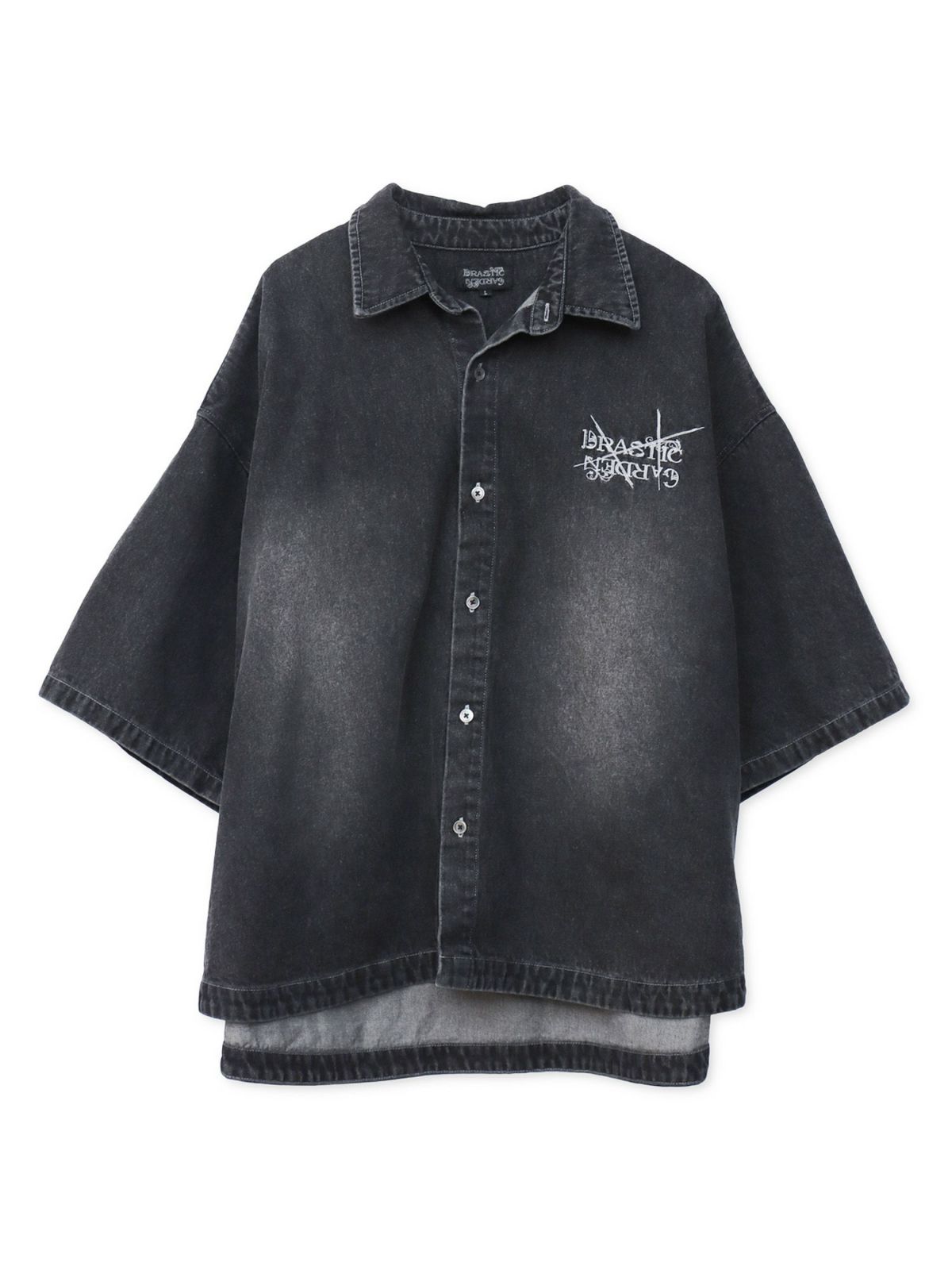 【DRASTIC GARDEN】“フェザーダリア”総刺繍 半袖デニムシャツ