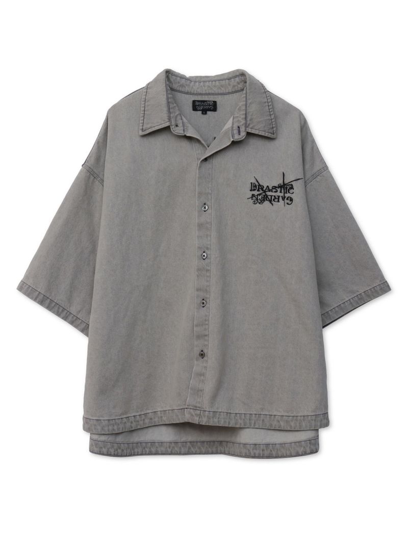 【DRASTIC GARDEN】“フェザーダリア”総刺繍 半袖デニムシャツ