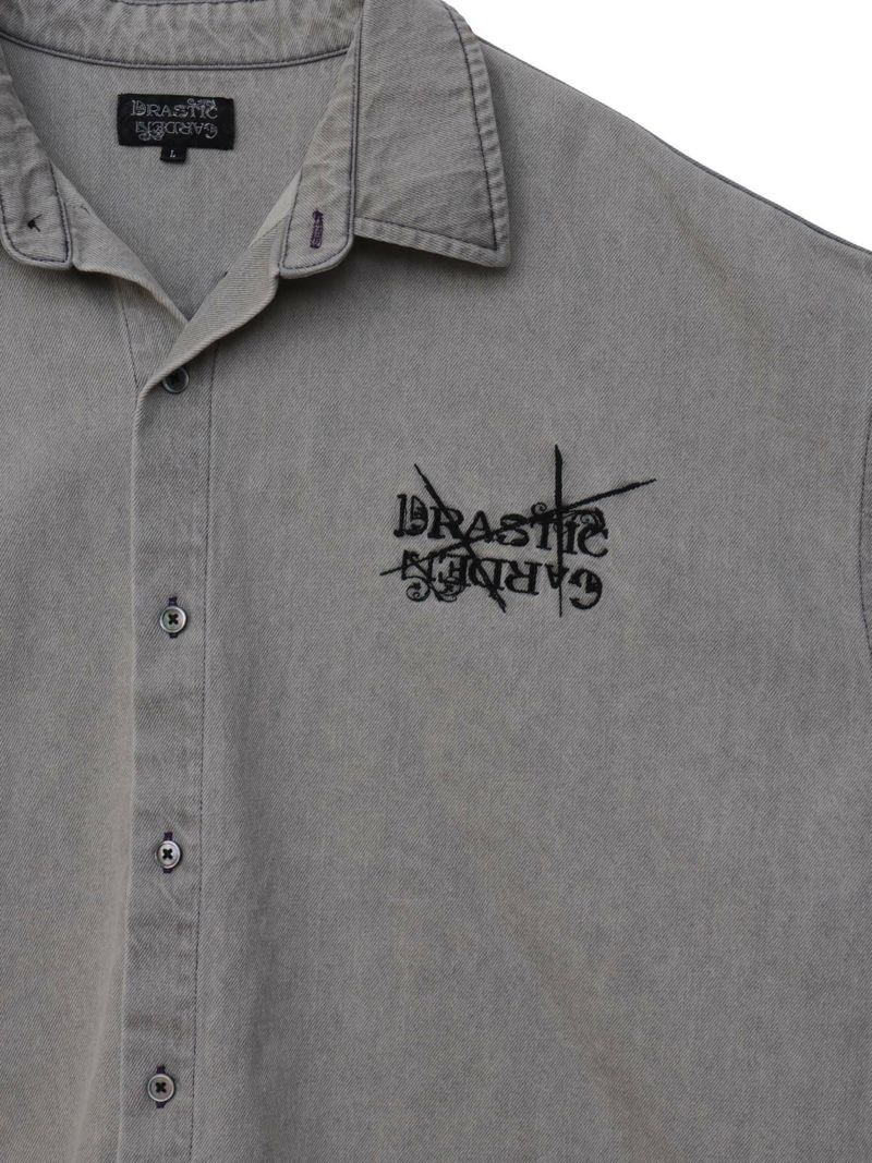 【DRASTIC GARDEN】“フェザーダリア”総刺繍 半袖デニムシャツ