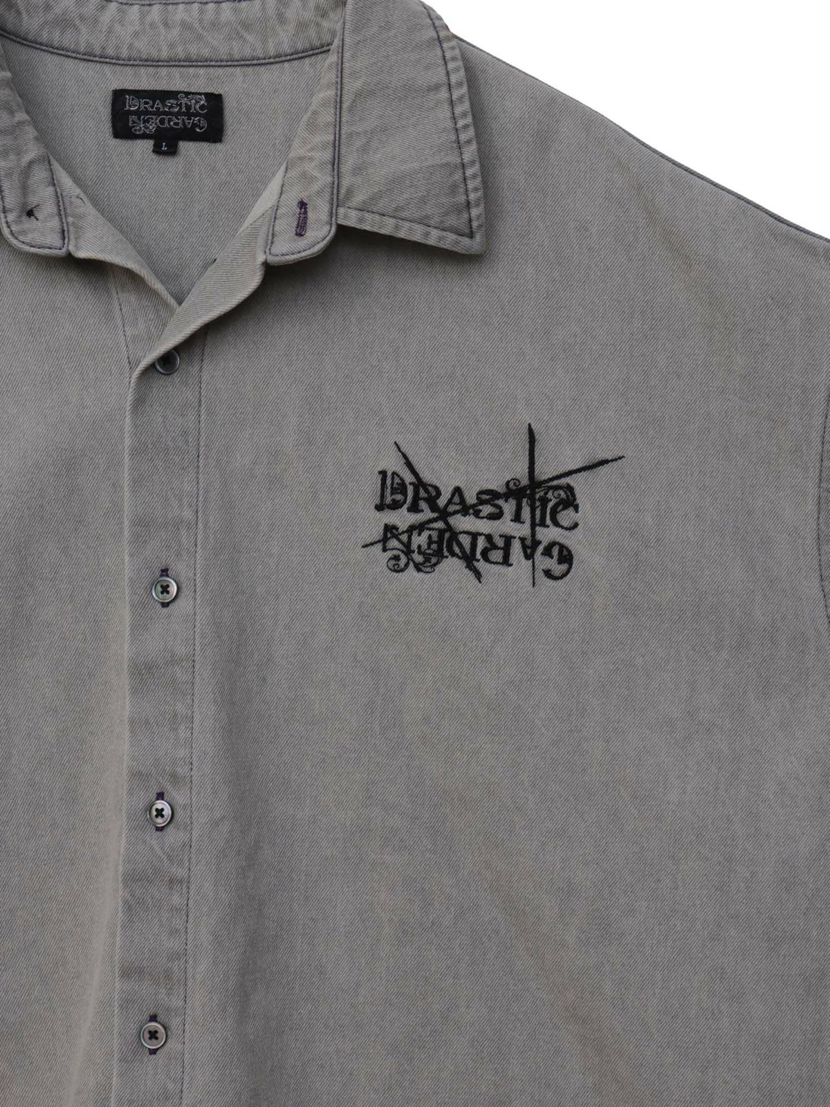 【DRASTIC GARDEN】“フェザーダリア”総刺繍 半袖デニムシャツ