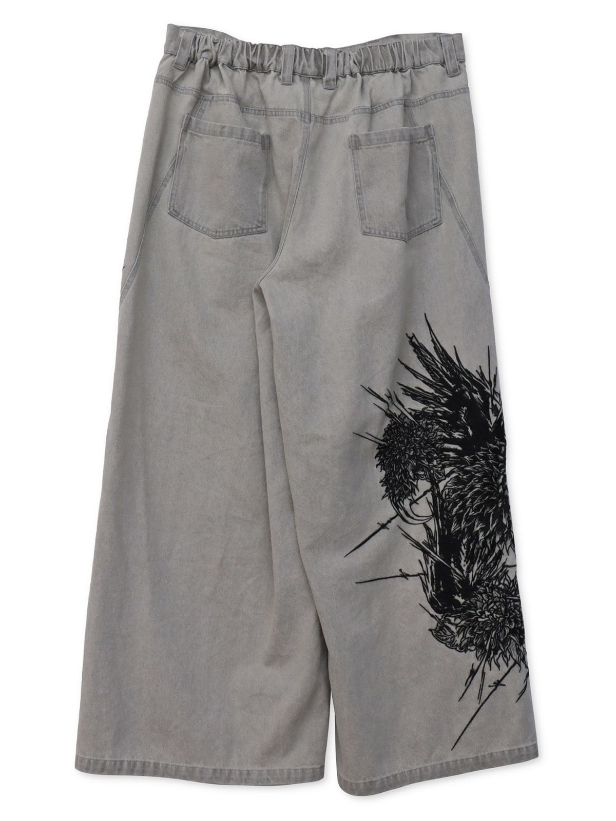 【DRASTIC GARDEN】“フェザーダリア”総刺繍デニムバギーパンツ