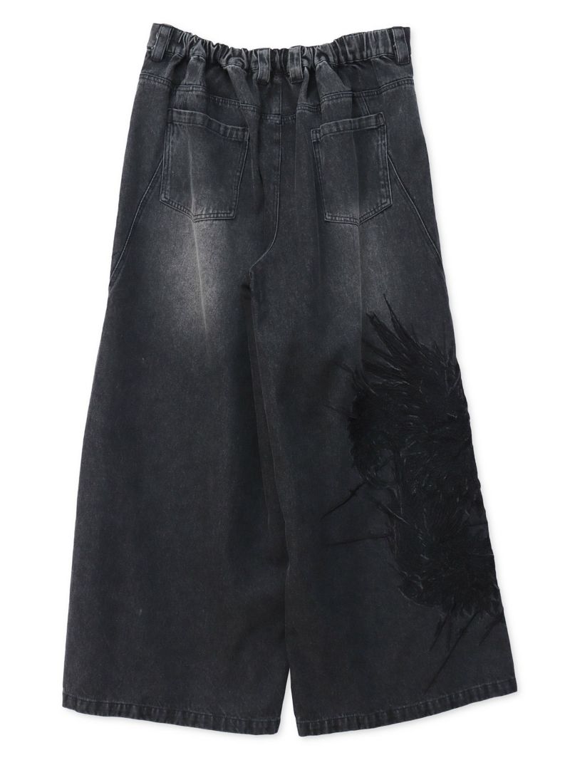 【DRASTIC GARDEN】“フェザーダリア”総刺繍デニムバギーパンツ