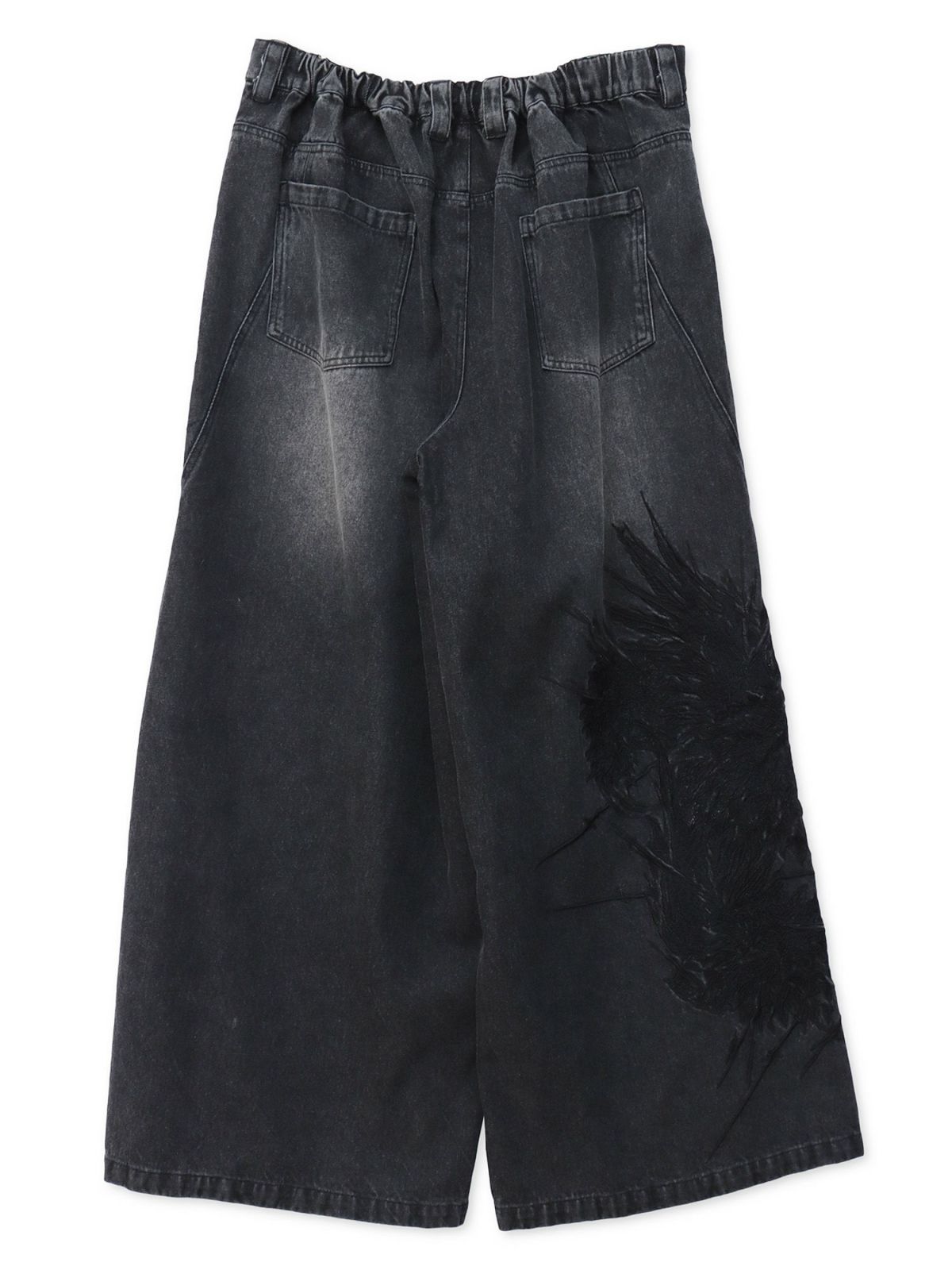 【DRASTIC GARDEN】“フェザーダリア”総刺繍デニムバギーパンツ