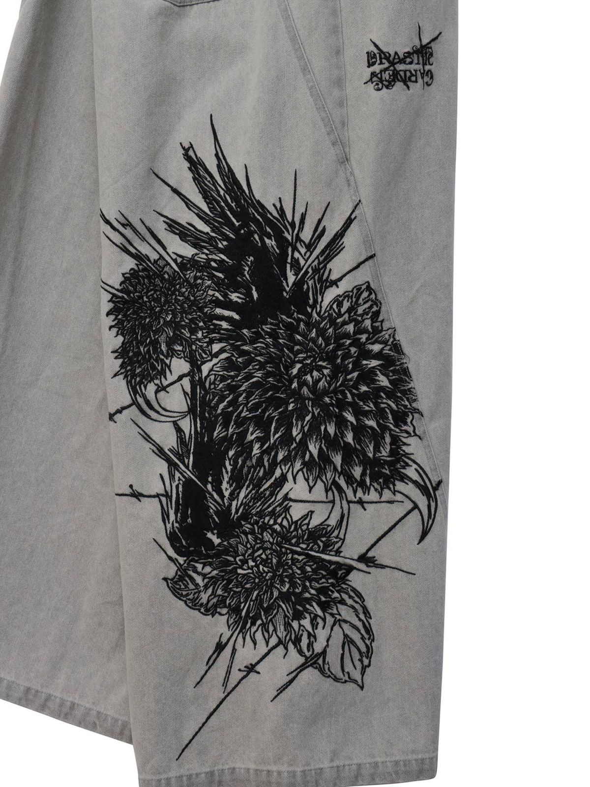 【DRASTIC GARDEN】“フェザーダリア”総刺繍デニムバギーパンツ