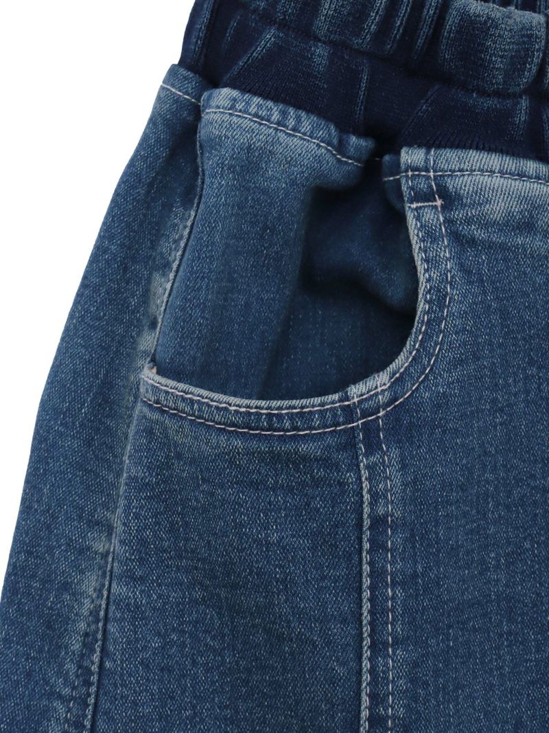 【BETTY BOOP】“黒猫&白猫ベイビーベティ”総刺繍ストレッチデニム切替ロングスカート〔別注〕