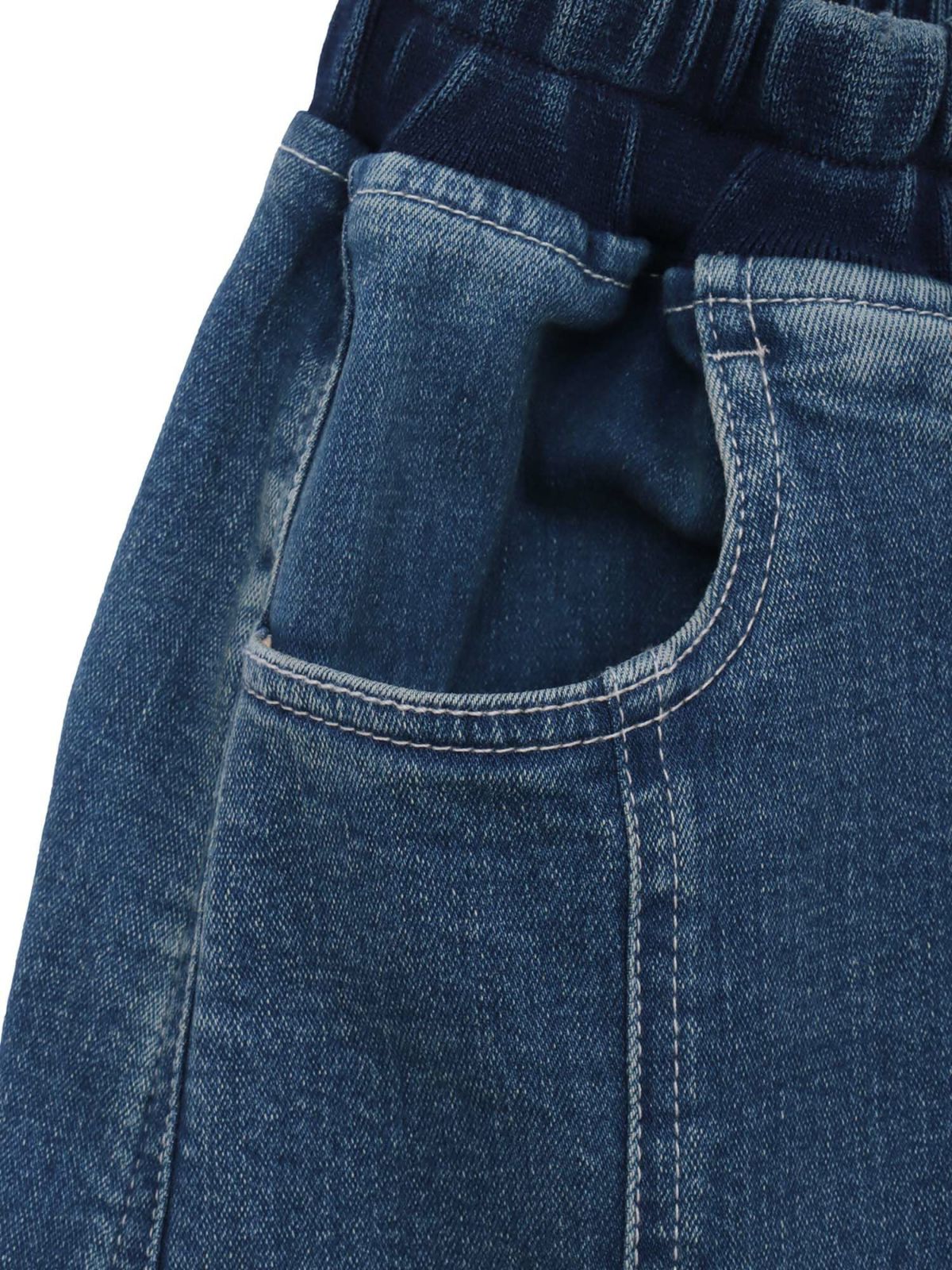 【BETTY BOOP】“黒猫&白猫ベイビーベティ”総刺繍ストレッチデニム切替ロングスカート〔別注〕