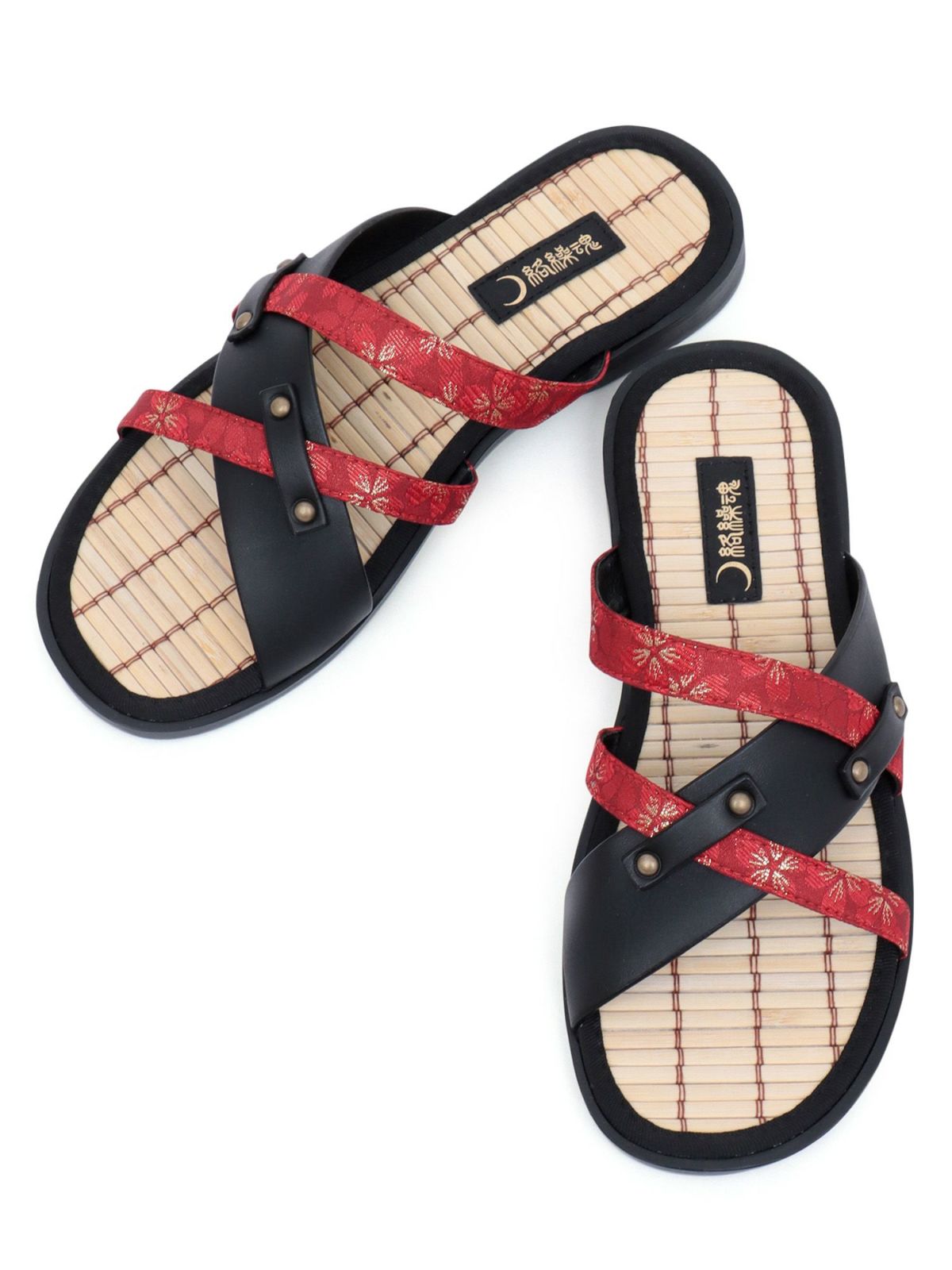 【絡繰魂】桜金欄遣いクロスストラップ竹底サンダル