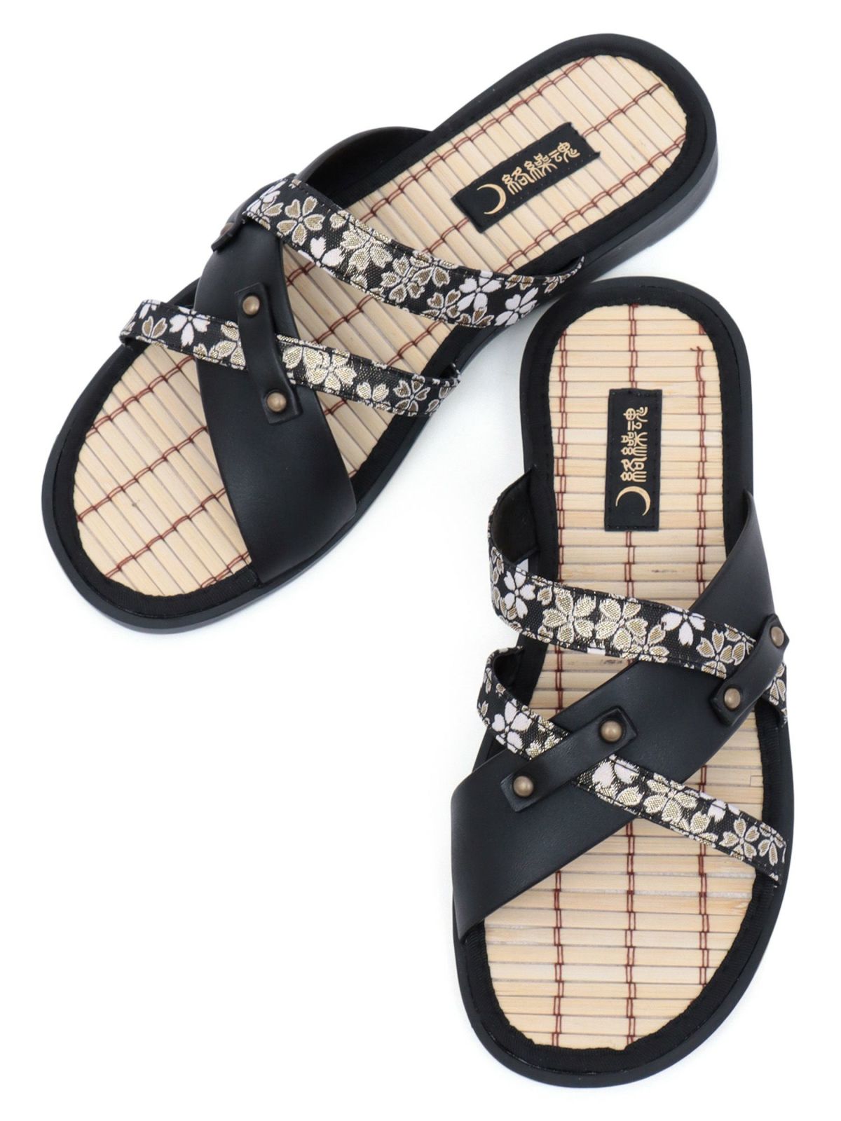 【絡繰魂】桜金欄遣いクロスストラップ竹底サンダル