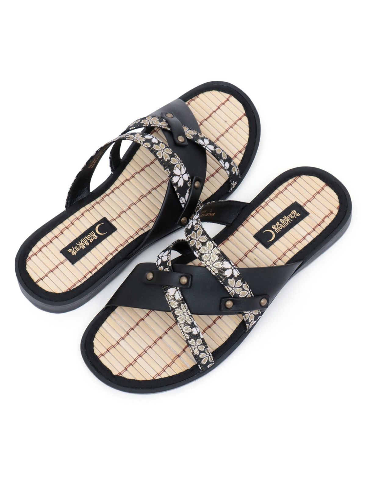 【絡繰魂】桜金欄遣いクロスストラップ竹底サンダル