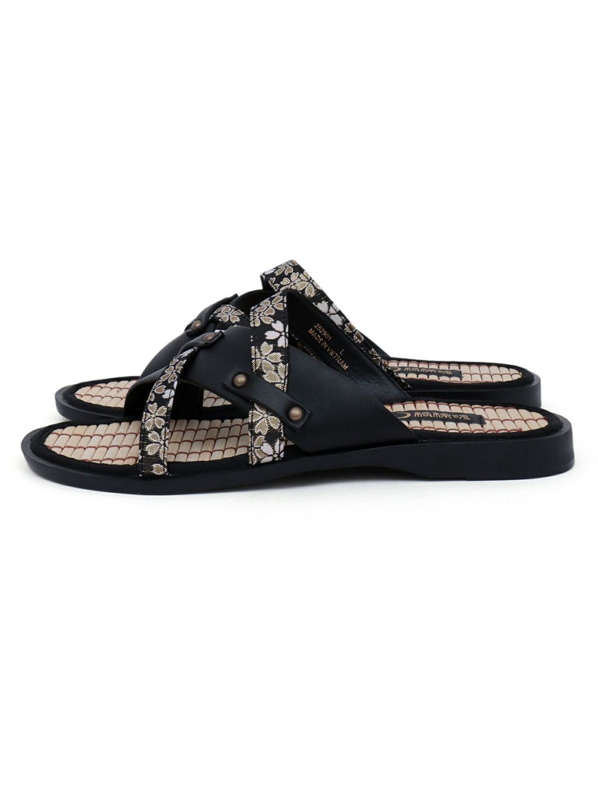 【絡繰魂】桜金欄遣いクロスストラップ竹底サンダル