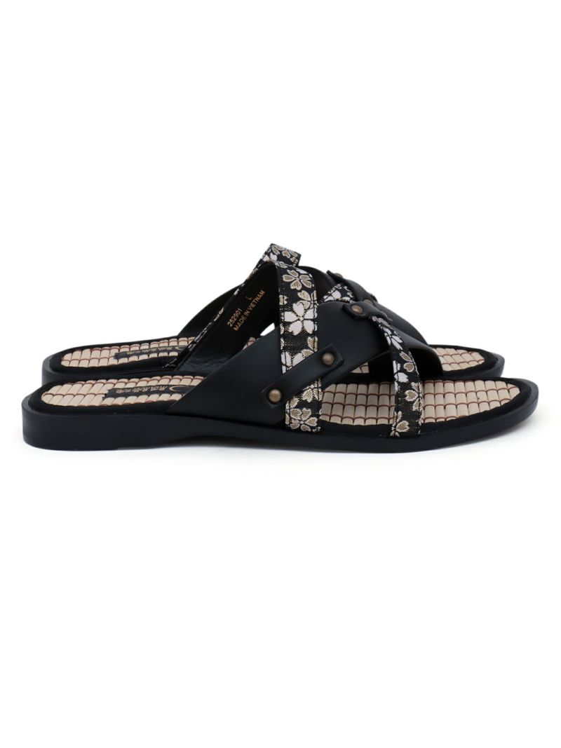 【絡繰魂】桜金欄遣いクロスストラップ竹底サンダル