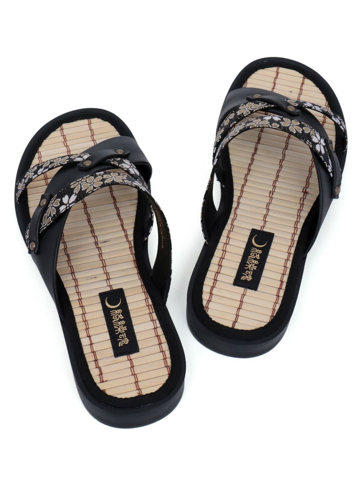 【絡繰魂】桜金欄遣いクロスストラップ竹底サンダル