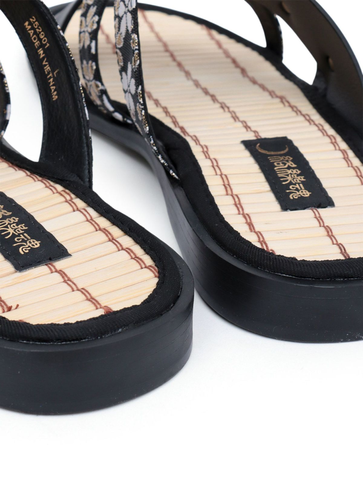 【絡繰魂】桜金欄遣いクロスストラップ竹底サンダル