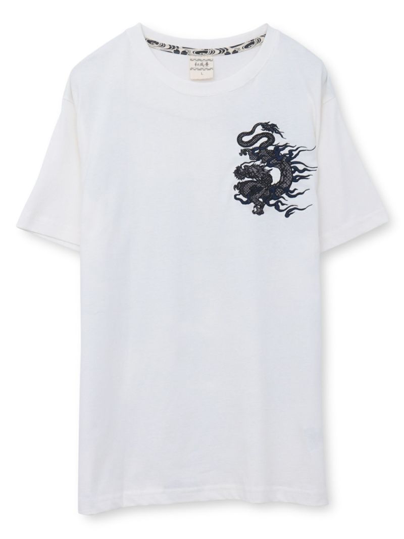 【和風景】双龍刺繍入りプリントTシャツ