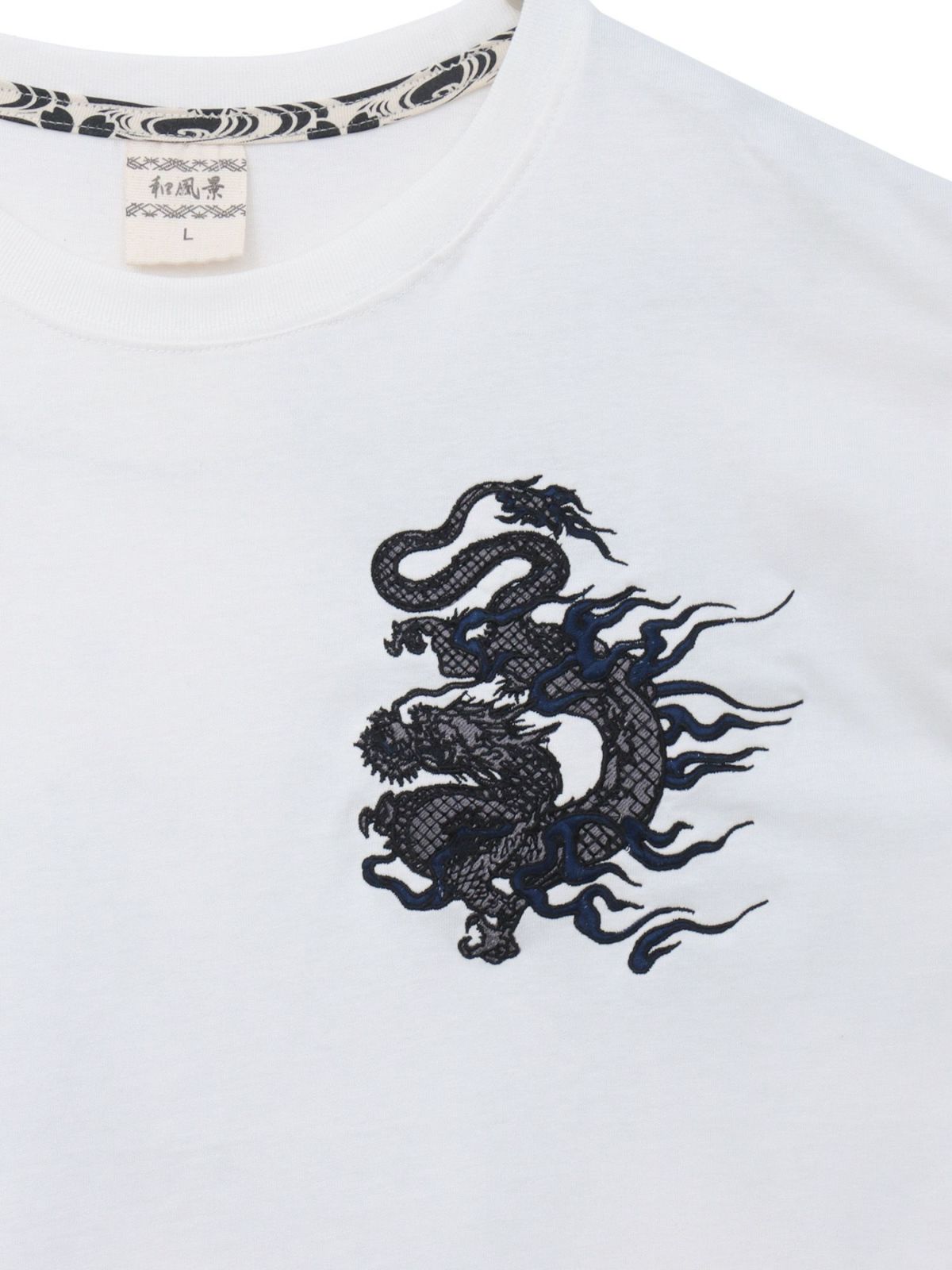 【和風景】双龍刺繍入りプリントTシャツ