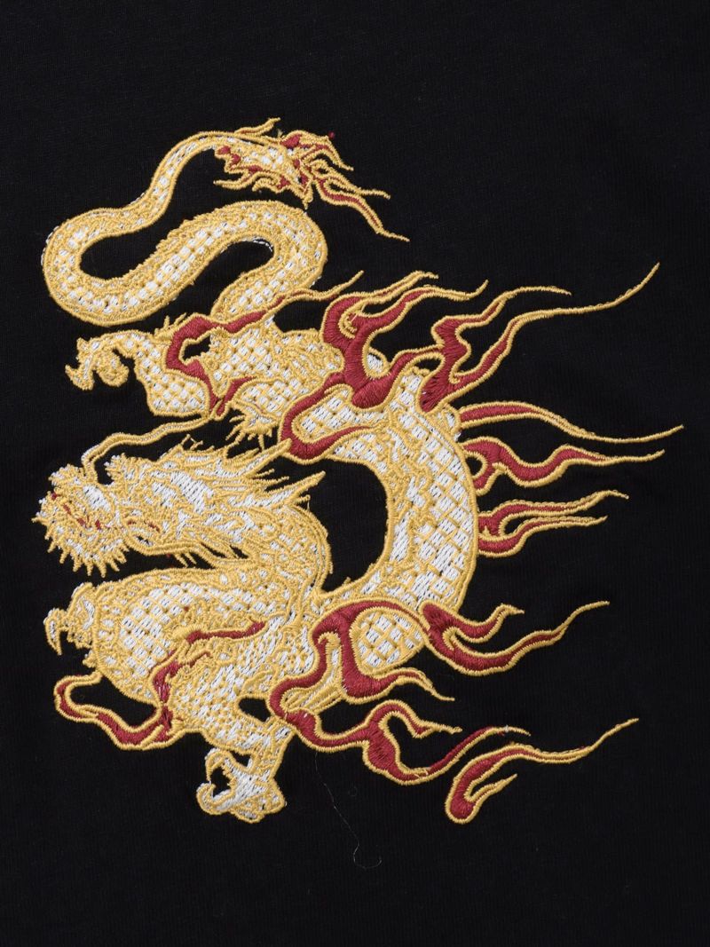 【和風景】双龍刺繍入りプリントTシャツ