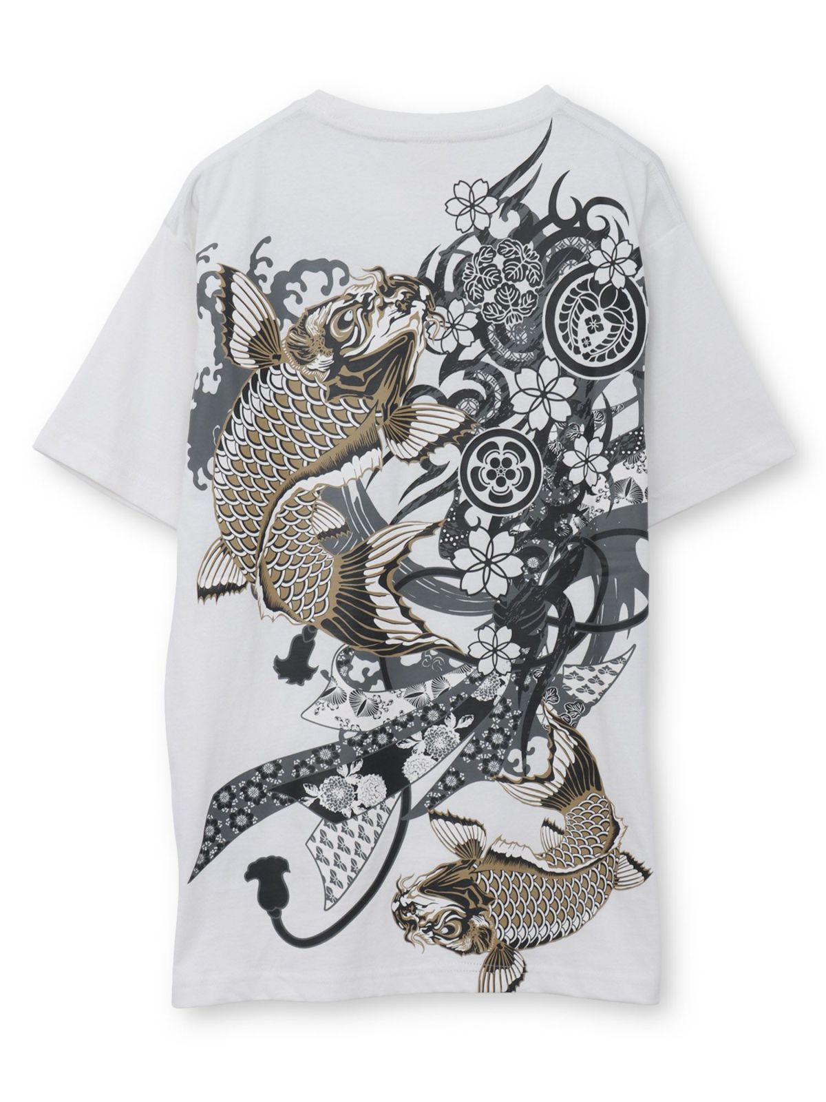 【和風景】登り鯉 刺繍入りプリントＴシャツ